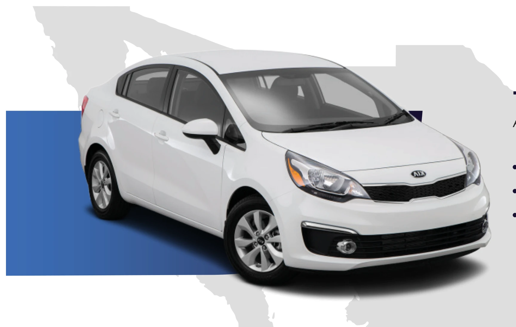 Auto sedán de modelo reciente disponible para renta, con kilometraje ilimitado